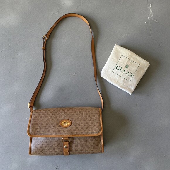 Gucci Handbags - Vintage Gucci Micro GG Supreme Canvas Leather Trim Shoulder / Crossbody Bag